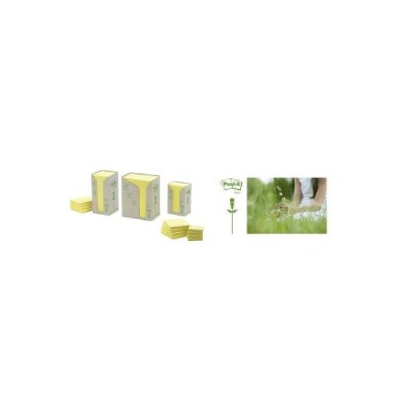 POST-IT Haftnotizen Recycling 76x76mm 654-1T gelb, 16x100 Blatt