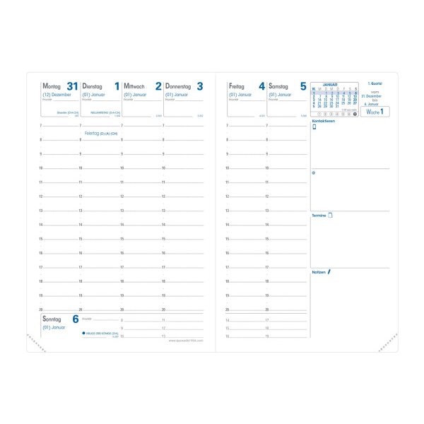 QUO-VADIS Agenda Club Geschäft 2026 004281Q 1W/2S schwarz DE 10x15cm