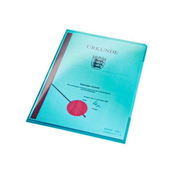 LEITZ Sichtmappen Premium A4 41530035 blau, 0,15mm 100 St&uuml;ck