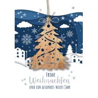 CACTUS Weihnachtskarte Tannenbaum, mit Holzapplikation