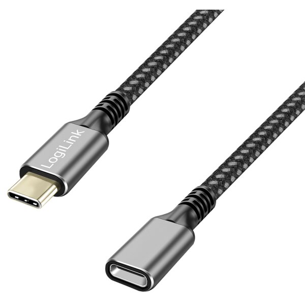 LogiLink Rallonge USB 3.2 Gen2, boîtier alu, 1 m, noir/gris