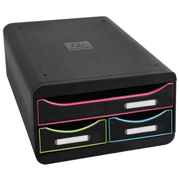 EXACOMPTA Schubladenbox SMALL-BOX, 3 Schübe, harlekin