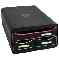 EXACOMPTA Schubladenbox SMALL-BOX, 3 Schübe, harlekin