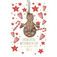 CACTUS Weihnachtskarte Schneemann, mit Holzapplikation