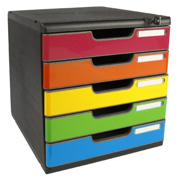 EXACOMPTA Schubladenbox MODULO A4, 5 Schübe, harlekin
