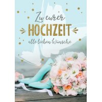 CACTUS Hochzeitskarte "Schuhe und Blumenstrauss"