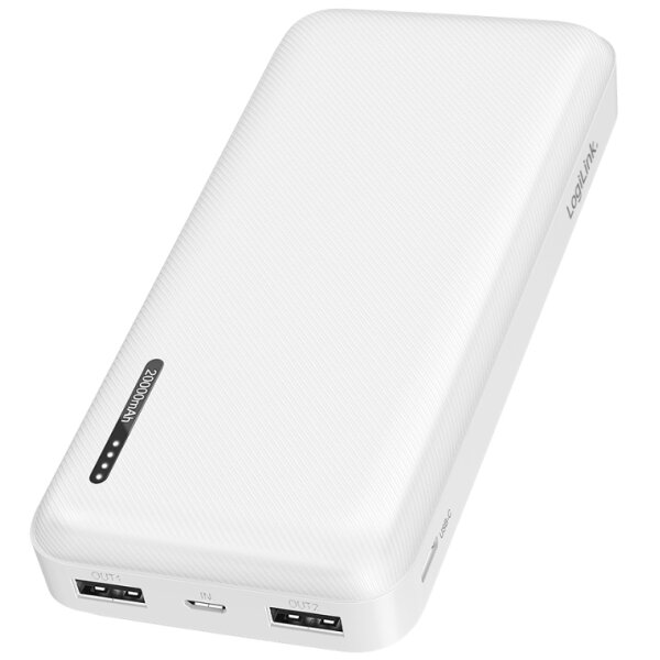 LogiLink Powerbank 20.000 mAh, 2x USB-A, 1x USB-C, weiss