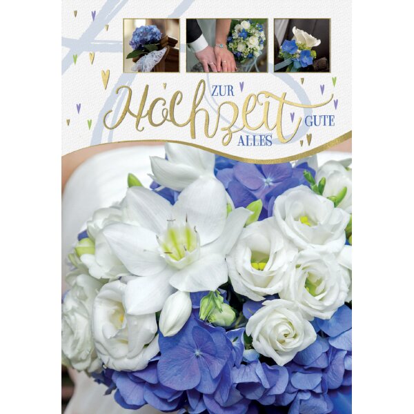CACTUS Hochzeitskarte "Lila und weisse Blumen"