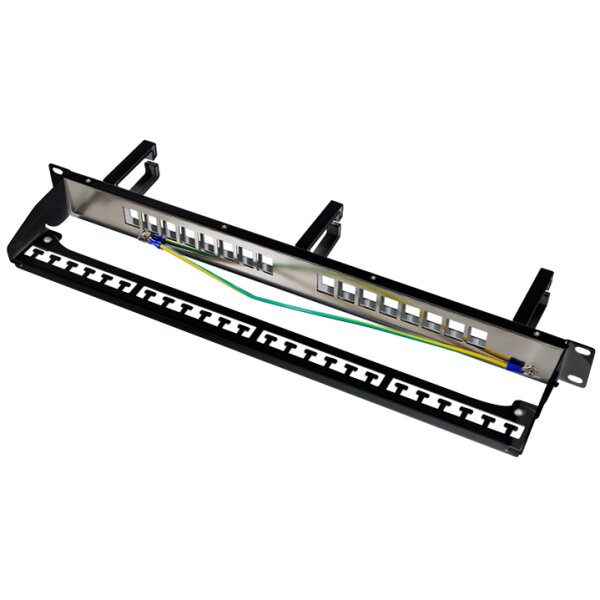 LogiLink 19" Keystone Patch Panel, 16 Port, geschirmt, grau