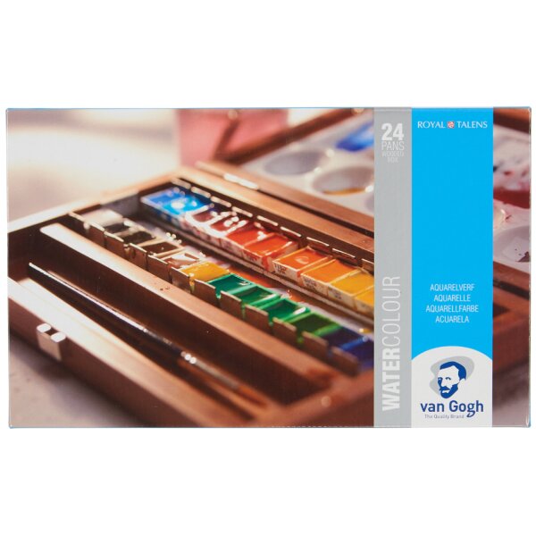 ROYAL TALENS Coffret en bois aquarelle Van Gogh, set de 24