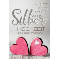 CACTUS Hochzeitskarte Silberhochzeit Herzen