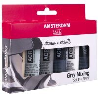 ROYAL TALENS Acrylfarbe AMSTERDAM graues Mischset, 6 x 20 ml
