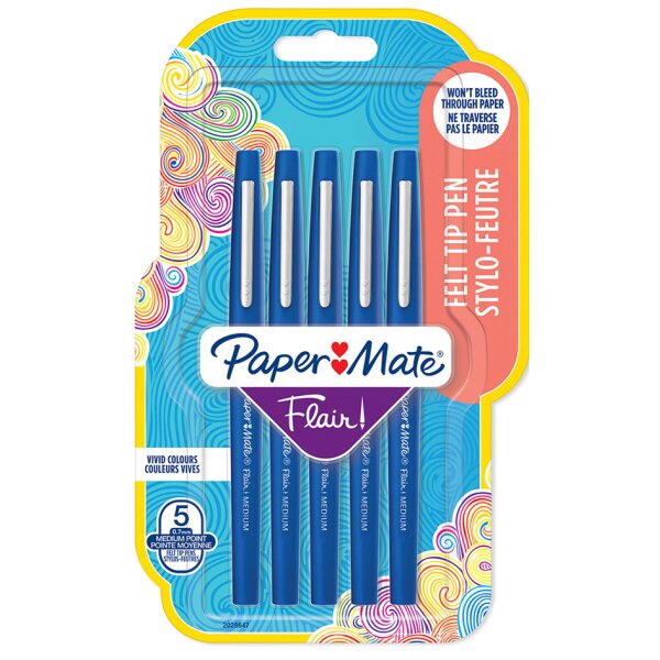 Paper:Mate Faserschreiber Flair, 5er Blister, schwarz