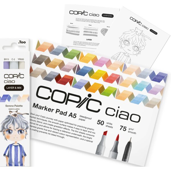 COPIC Marqueur ciao LAYER & MIX Manga Starter Set, Serene
