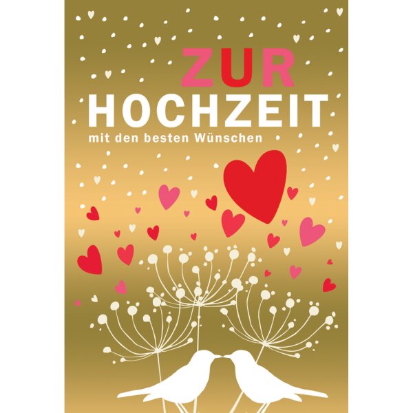 CACTUS Hochzeitskarte Zwei Vögel mit Herzen