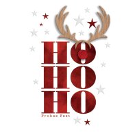 CACTUS Weihnachtskarte Ho Ho Ho, mit Holzapplikation