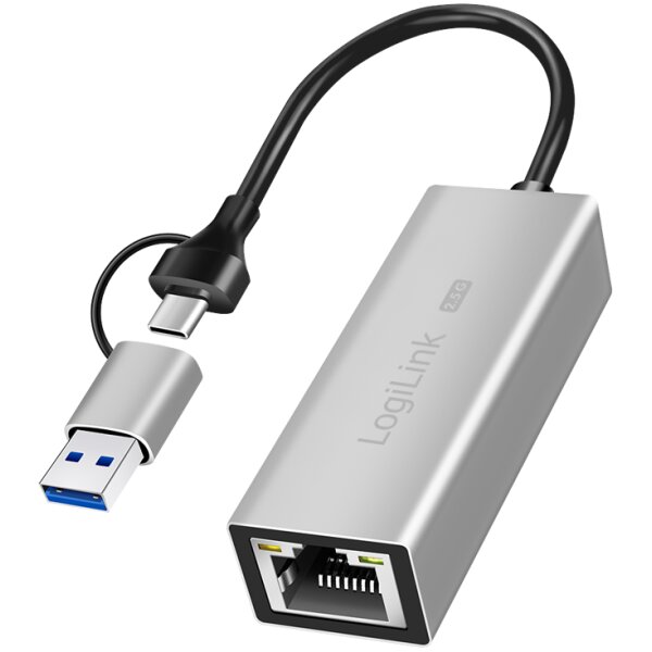 LogiLink Adaptateur réseau Ethernet USB vers RJ45, gris