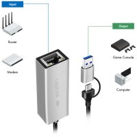 LogiLink Adaptateur réseau Ethernet USB vers RJ45, gris