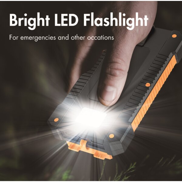 LogiLink Powerbank mit Solar, 6.000 mAh, schwarz orange