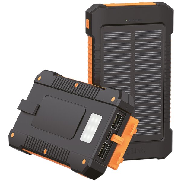 LogiLink Powerbank mit Solar, 6.000 mAh, schwarz orange
