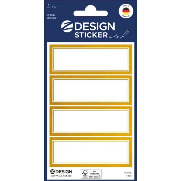 ZDesign HOME Haushalts-Etiketten, Rahmen gold, 70 x 21 mm