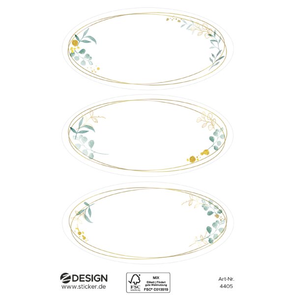 ZDesign HOME Haushalts-Etiketten, mit Zierrahmen, oval