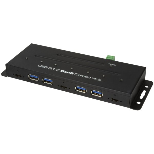 LogiLink USB 3.2 (Gen2) Combo Industrie-Hub, 7-Port, schwarz
