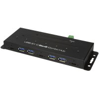LogiLink USB 3.2 (Gen2) Combo Industrie-Hub, 7-Port, schwarz