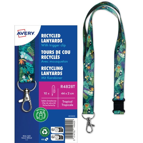 AVERY Tour de cou, rPET, floral, 20 x 440 mm