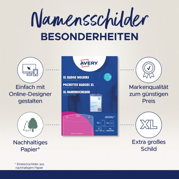 AVERY Pochette badge XL, 105 x 148 mm, transparent