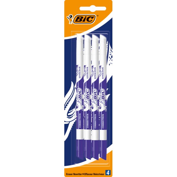 BIC Effaceur, effacer & corriger, avec 2 pointes, pack de 4