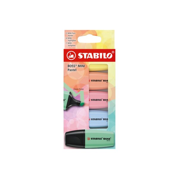 STABILO Boss mini 2-5mm 07/5-2-02 &eacute;tui 5 pi&egrave;ces