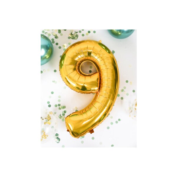 I AM CREATIVE Folienballon Zahl 9 85cm 1000-1054 gold