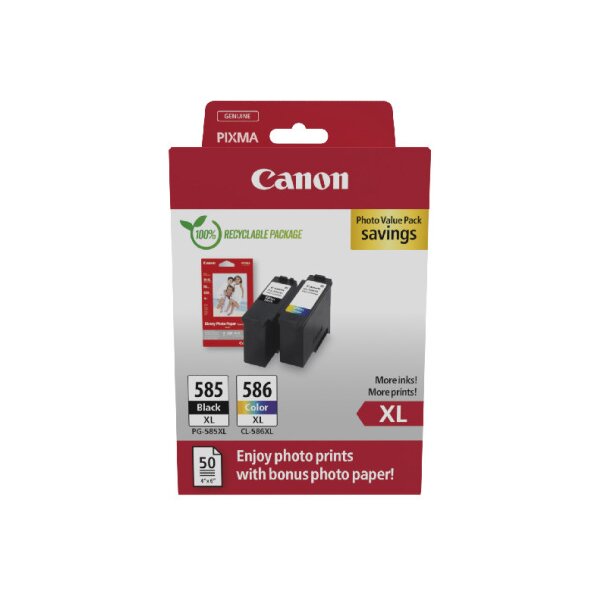 CANON Photo Value Pack XL CMYBK PGCL585/6 PIXMA TS7650i GP-501 50fl.