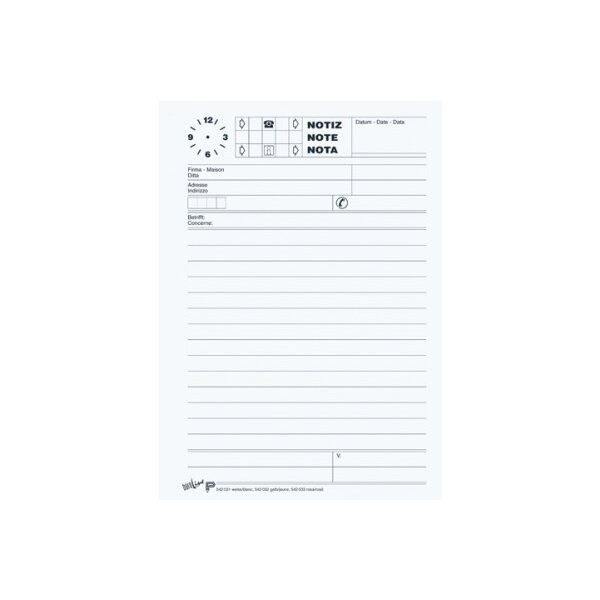 BÜROLINE Bloc téléphone D/F/I A5 725266 65g, blanc 80 flls.