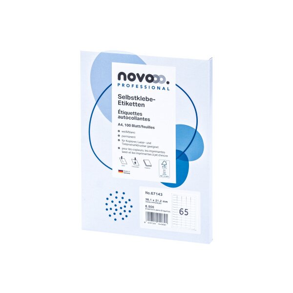 NOVOOO Etiketten 38.1x21.1mm 67143 weiss 6500 Stück