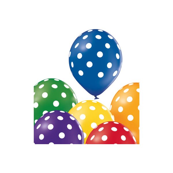 I AM CREATIVE Ballons gros points 27cm 1000-1057 Mix 6 pi&egrave;ces
