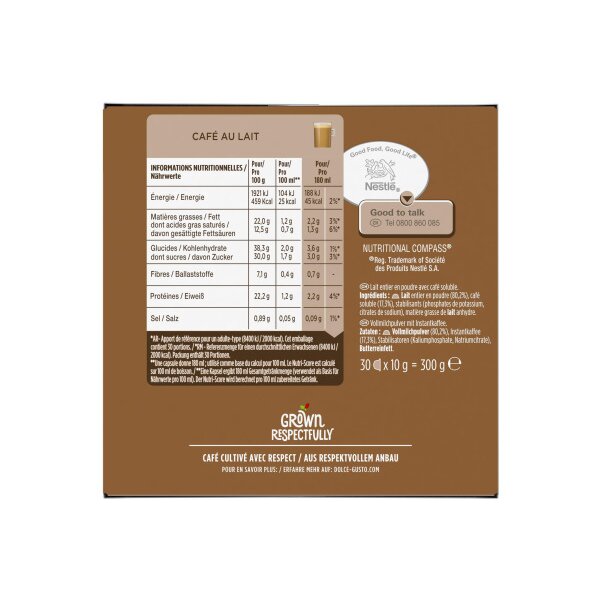 NESCAFE Kaffeekapseln Dolce Gusto 12483863 Café Au Lait 30 Stück