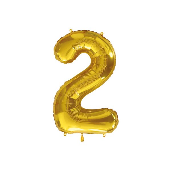 I AM CREATIVE Folienballon Zahl 2 85cm 1000-1047 gold