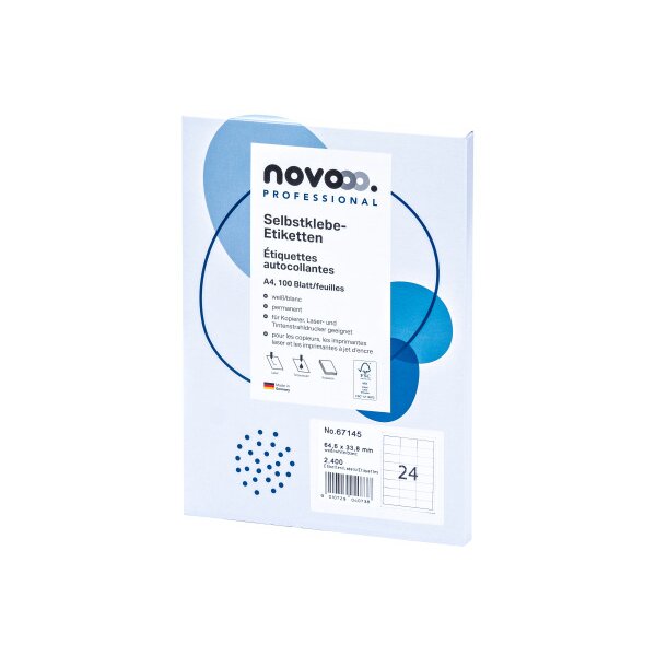 NOVOOO Etiquette 64.6x33.8mm 67145 blanc 2400 pièces
