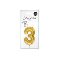 I AM CREATIVE Folienballon Zahl 3 85cm 1000-1048 gold