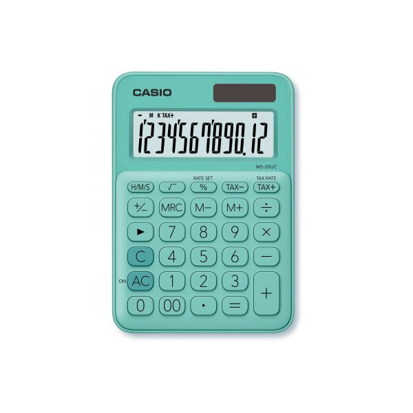 CASIO Mini Taschenrechner MS-20UC-GN-S 12-stellig grün