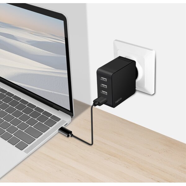 LogiLink Chargeur secteur USB, 4x USB-A, 24 watts, blanc