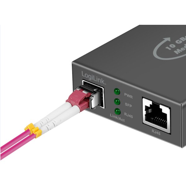 LogiLink Convertisseur média 10 Gigabit, RJ45/SFP+, noir
