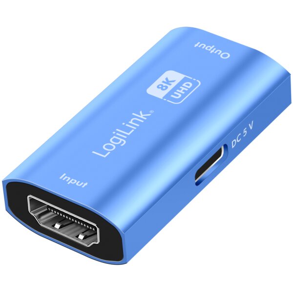 LogiLink Répéteur HDMI, 8K/60 Hz, boîtier en aluminium, bleu