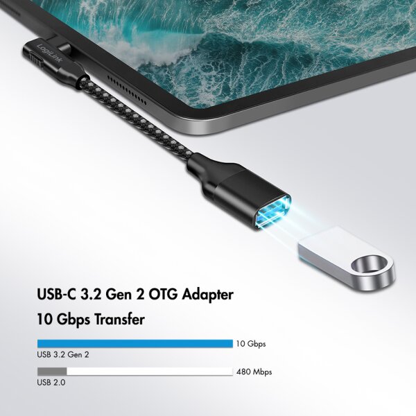 LogiLink Câble adaptateur USB 3.2 Gen2, USB-C - USB-A, 0,2 m