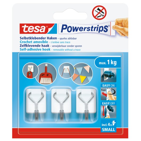 tesa Crochet Powerstrips WIRED HOOK SMALL, blanc