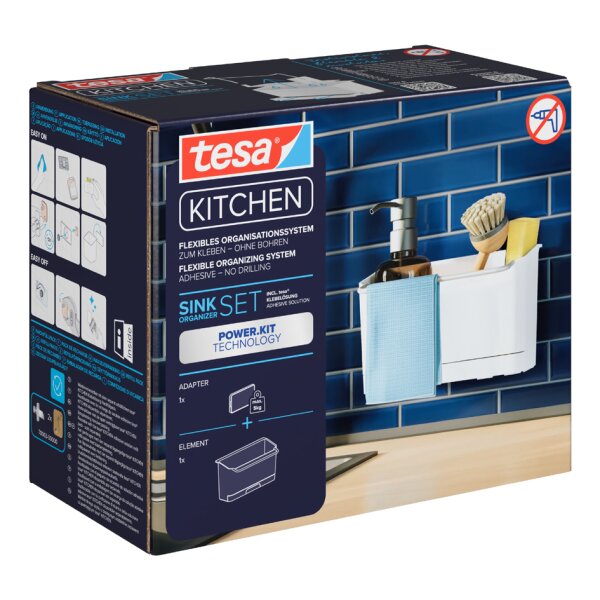 tesa KITCHEN Spülbecken Organizer, weiss
