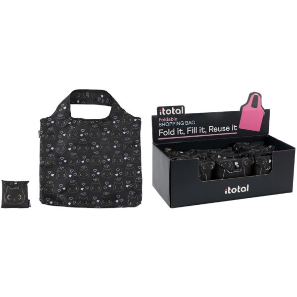 I-TOTAL Shopping bag 57x42cm XL2661 Cats Black