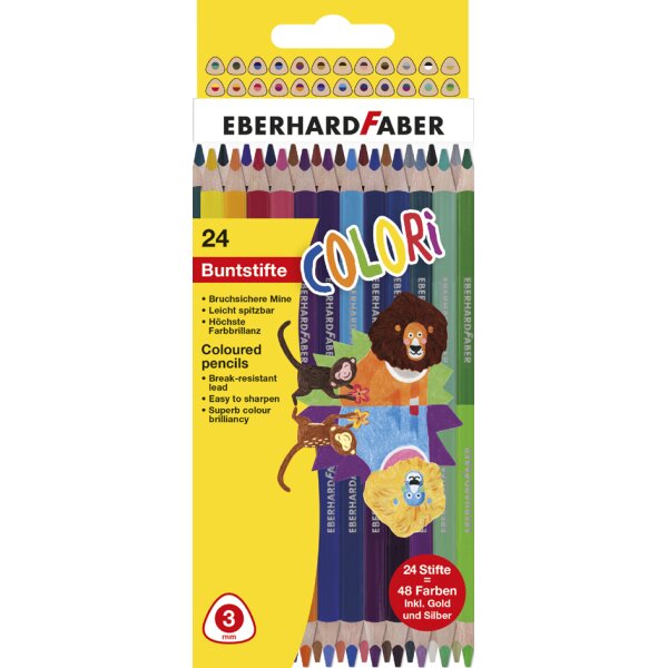EBERHARD FABER Crayon de couleur COLORI DUO, &eacute;tui de 24